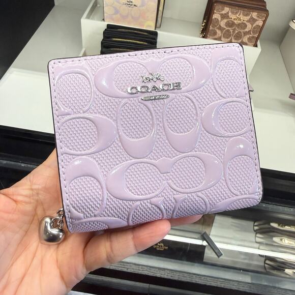 Coach Handbags - Coach Snap Wallet In Signature Leather With Heart Charm CDF21 Light Violet